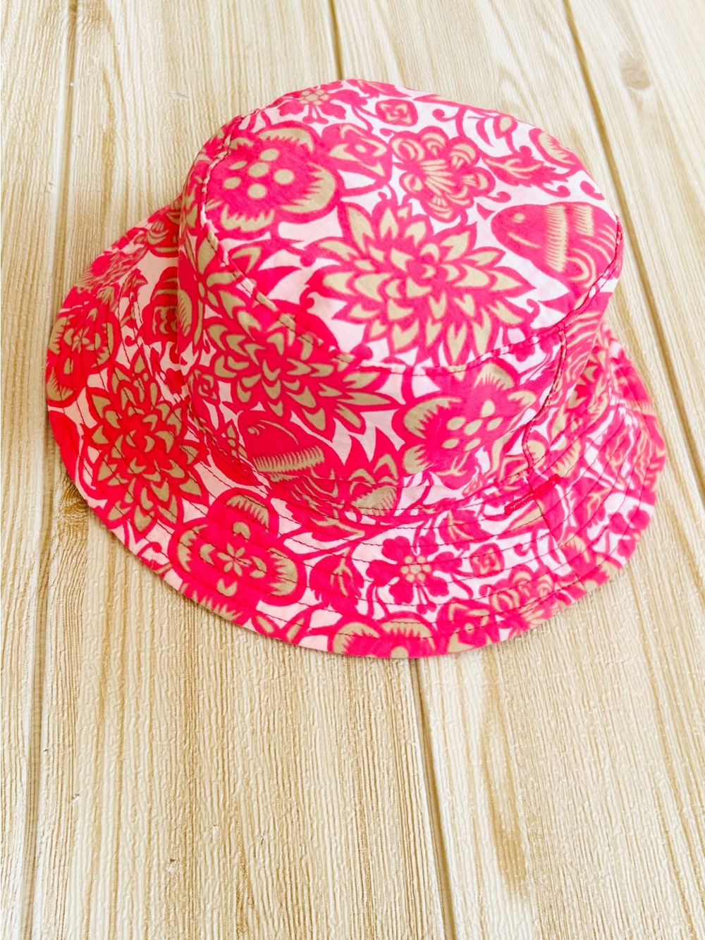 Patagonia Baby Floral Bucket Hat Chin Strap Boho Pink Summer